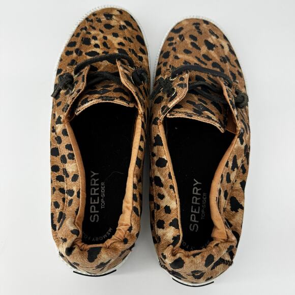 Sperry Top Sider Leopard Animal Print Boat Shoes Loafers Women's 8.5 Brown Black - Picture 5 of 7